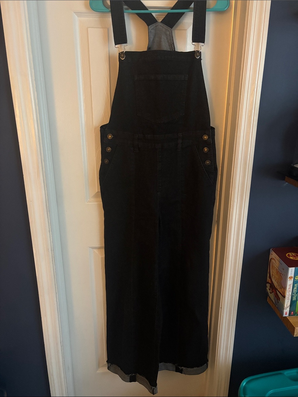 Black Women’s Wide Leg Denim Overalls